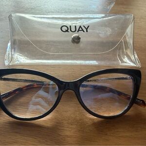 Quay Australia Black Cat-Eye Glasses with Tortoiseshell Temples